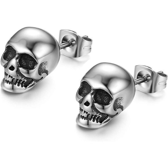 PUNK Stainless Steel Skull Earrings - Picture 1 of 9